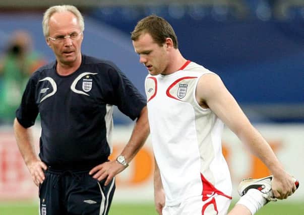 Sven-Goran Eriksson and Wayne Rooney on England duty