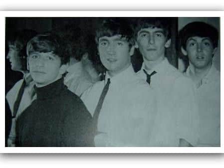 Backstage photograph of the Beatles following their Preston performance at the Public Hall on September 13, 1963