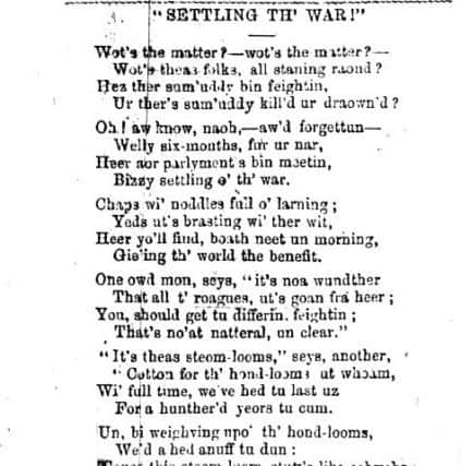 An example of poetry from and about Lancashire's Cotton Famine