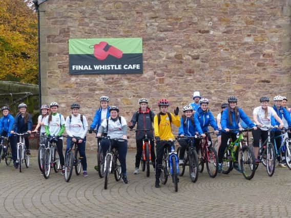 Members of PNE Women's Junior Football Club cycled along the Guild Wheel