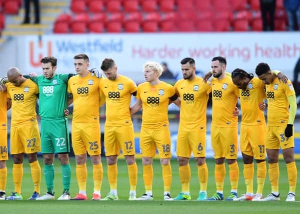 PNE players fall silent as part of the Remembrance Day tribute