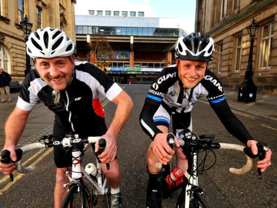 Daniel Walsh and Michael Grain, will be setting up their bikes on turbo trainers on the upper level of the Guild Hall for Children in Need