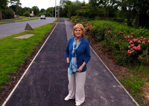 Coun Christine Abram at the Guild Wheel Cycle Path through Cottam. There are plans for more cycleways