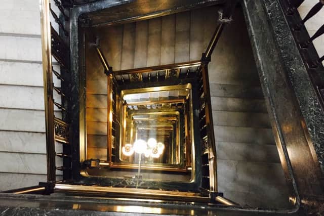Looking down the glittering stairwell at the Principal Hotel Clocktower. Pic @jabberingjourno