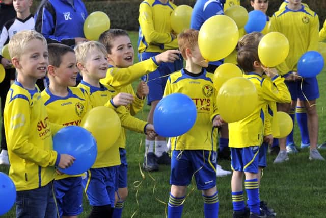 Penwortham St Teresa's FC balloon release for Dylan Crossey