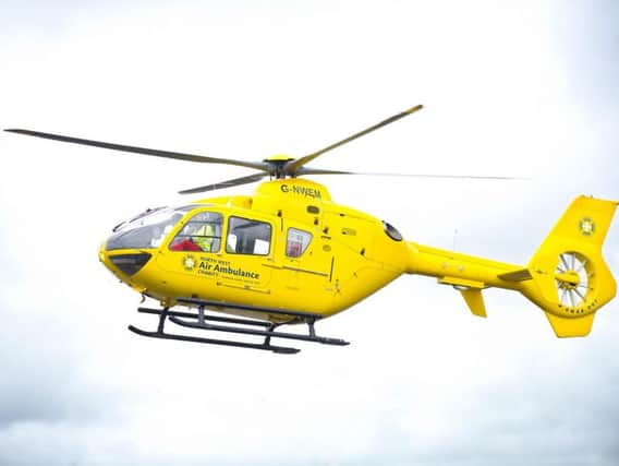 A man was airlifted to Blackburn Hospital yesterday with suspected head injuries