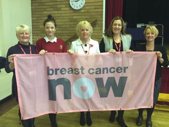Penwortham Girls' High School pupil Charlotte Hamer with  members of Penwortham  Town Breast Cancer Now and her form tutor Heather McKeown