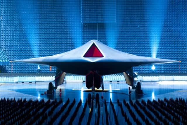 Taranis, the latest unmanned air vehicle (UAV) developed by BAE Systems at its factory in Warton, near Preston.