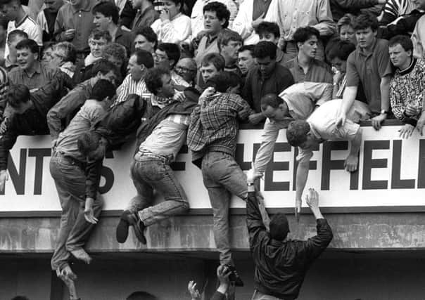 A scene from the Hillsborough disaster