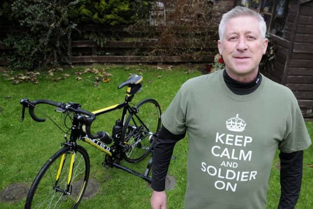 Former soldier Steve Mawer is recovering after being paralysed by Guillain-BarrÃ© syndrome and is hoping to take part in a chairty bike ride next year.