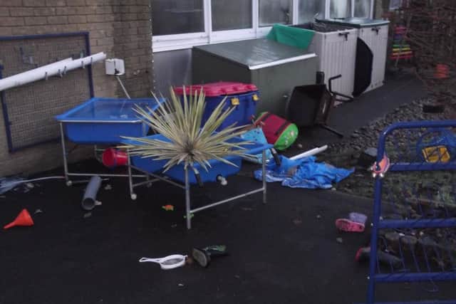 The reception outdoor learning area at Whitefield Primary School has been targeted by vandals