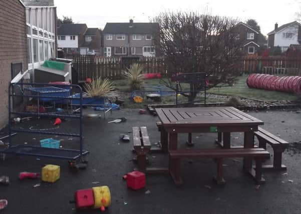 The reception outdoor learning area at Whitefield Primary School has been targeted by vandals