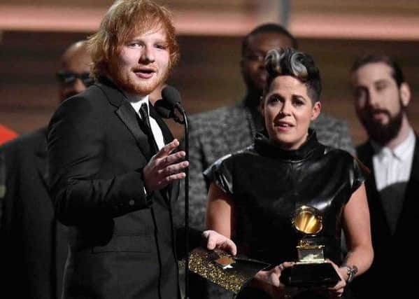 Amy Wadge with her friend and songwriting partner Ed Sheeran.