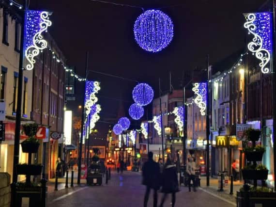 Preston city centre at Christmas