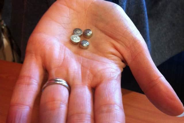 Alert: Button batteries are tiny - as  shown  by Dr Nicola Bamford
