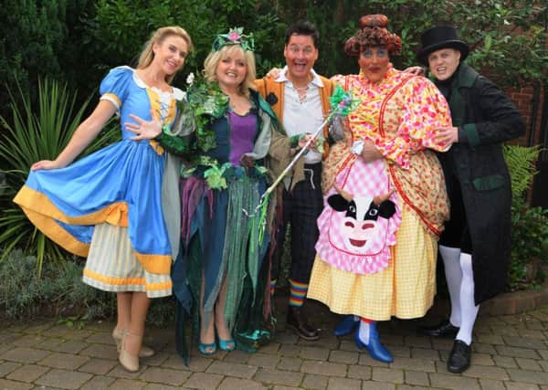 The stars of Preston's Pantomime, Jack and the Beanstalk, from left, Charlotte Dalton as Jill, Linda Nolan as The Fairy, Phil Walker as Jack, Ian Good as Dame Trott and Marvyn Dickinson as Fleshcreep.
