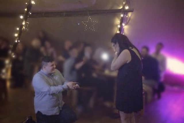 AN engineer from Whittle-le-Woods Nathan Dunn dropped down on one knee and asked his girlfriend Sian Walsh to marry him on New Years Eve in 2016 to the cheers of a crowd in Chorley.