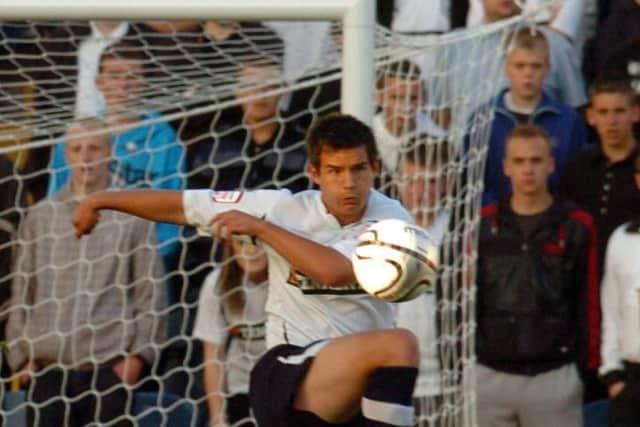 Bailey Wright during his PNE debut against Stockport in 2010