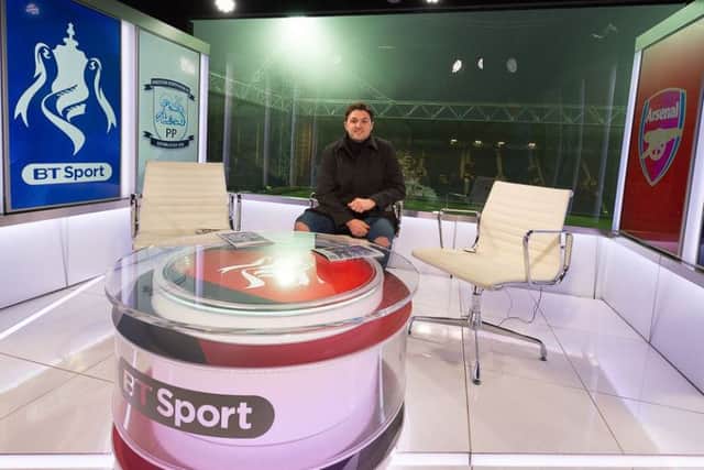 LEP reporter Mark White in the BT Sport studio at PNE v Arsenal.