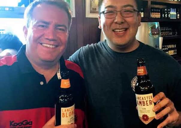 Globe trotting: Matt Jackson, from Lancaster Brewery, with Stephen Yu, from QI Brews, in China