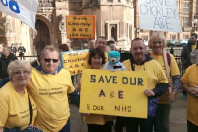 The Save Chorley Hospital group gathers in the town ahead of a trip to London to demand the town's A&E department reopens as a 24-hour unit
