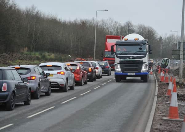 Traffic backing up at Eastway, Fulwood.