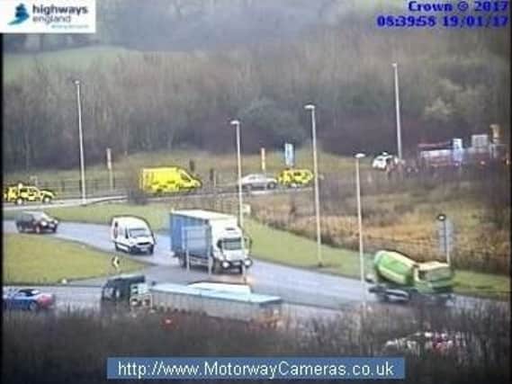 One lane has been closed following the accident on the M6.