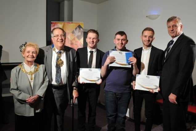 Photo Neil Cross
Big Night Out
Preston Sports Forum Volunteer Celebrations Event
The Mayor and Mayoress with Peter Mason ,chair of Preston Sports Forum and winners Alex Kay, Jordan Ribchester and Jake Lewis Miller