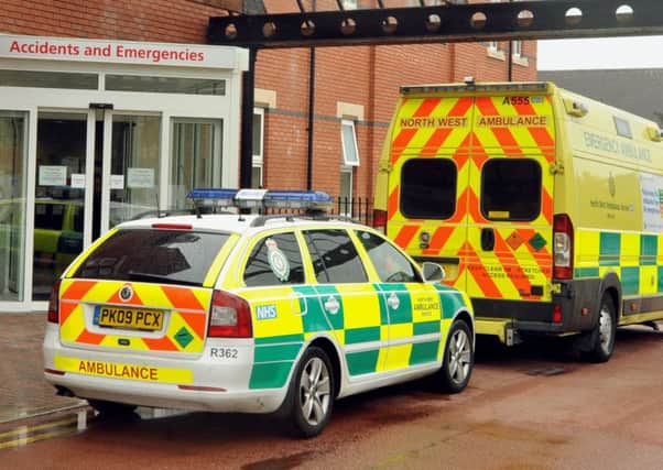 Ambulances outside Accident and Emergency, Wigan