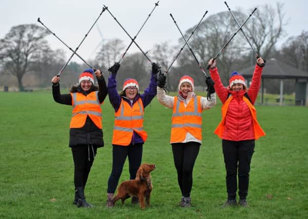 Photo Neil Cross
Mandy Richardson, Sharon Hartley, Ann Boardman and Emily Hanson are walking 100km in 24 hours in the trough of Bowland in aid of 5 charities.