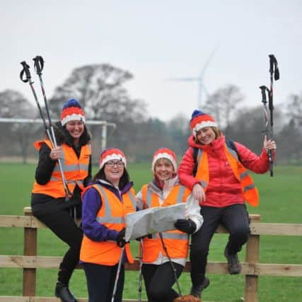 Photo Neil Cross
Mandy Richardson, Sharon Hartley, Ann Boardman and Emily Hanson are walking 100km in 24 hours in the trough of Bowland in aid of 5 charities.