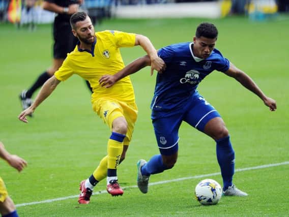 Tyias Browning in action for Everton