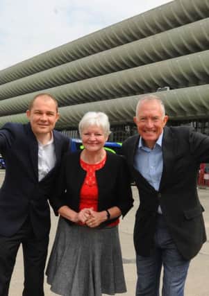 Architect John Puttick, county council leader  Coun Jennifer Mein and Jerry Glover, senior consultant for Preston Youth Zone were joyful   about the   bus station revamp but now  a customer says the station is a very public inconvenience