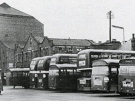 A busy Ribble Bus Station in Tithebarn Street, Preston, in 1967
