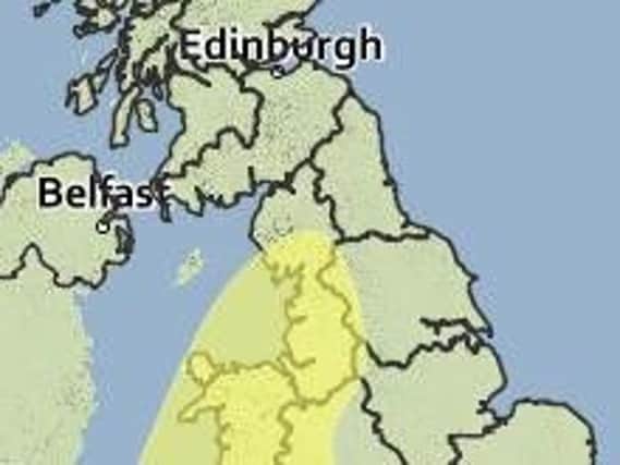 The Yellow warning, which was issued yesterday, affects the North West area including Blackpool and Lancashire.