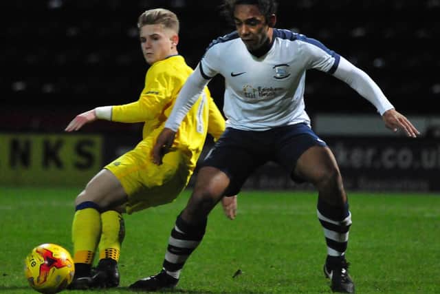 Cameron Day in action for PNE youth team against AFC Wimbledon