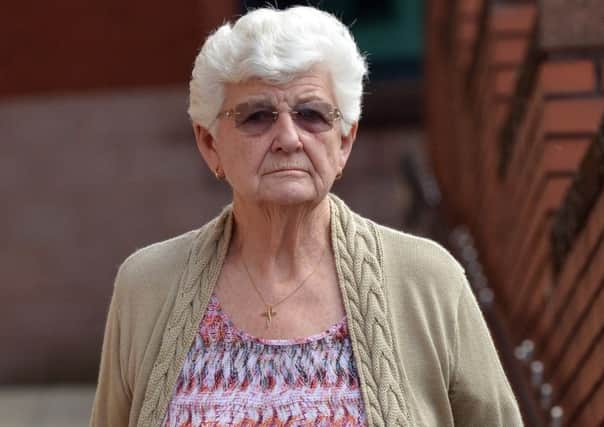 Ann Diggles, 81, of Dalehead Avenue, Leyland, leaves Preston Crown Court. Mrs Diggles is charged with death by dangerous driving.