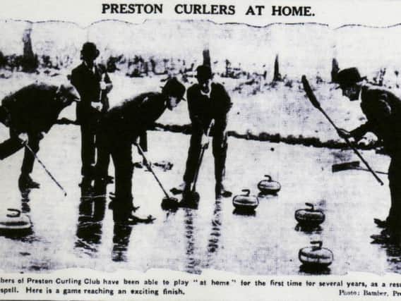 Preston Curling Club in action in winter 1933