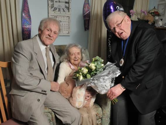 Bryan and Dorothy Waterworth celebrate their diamond wedding anniversary at Alston View, Longridge, with Deputy Mayor Coun Stuart Tyrer