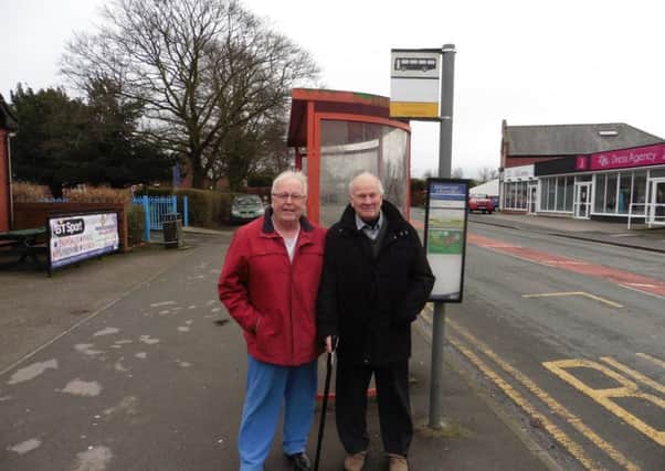Councillor Alan Whittaker with Eccleston resident Mike Skidmore who was affected by the  number seven bus service cut by Stagecoach