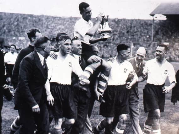 FA Cup winners Preston North End parade the trophy at Wembley in 1938