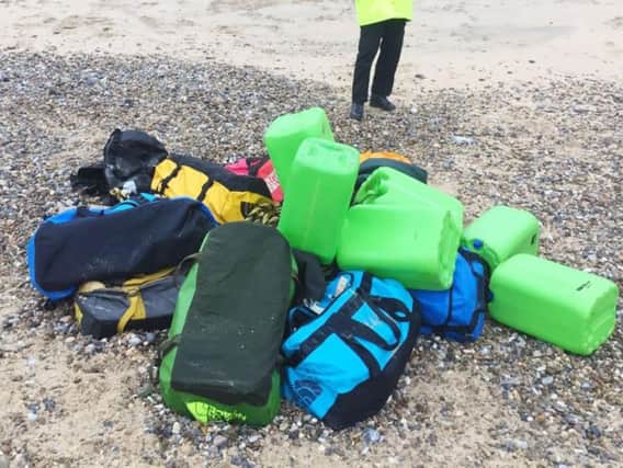 Holdalls which had washed up on Hopton Beach near Great Yarmouth, containing around 360 kilos of cocaine (National Crime Agency /PA Wire)