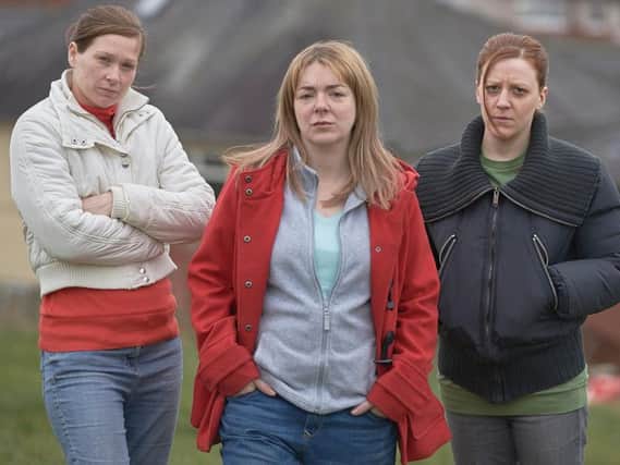 Natalie Brown (SAN BROOKE), Julie Bushby (SHERIDAN SMITH), Karen Matthews (GEMMA WHELAN), the three women at the centre of BBC drama The Moorside