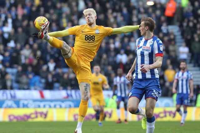Simon Makienok in action at Wigan after coming on as a second-half substitute