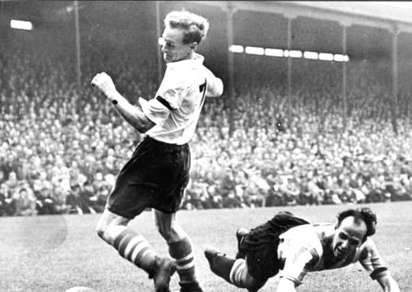 Sir Tom Finney in action for PNE at Deepdale