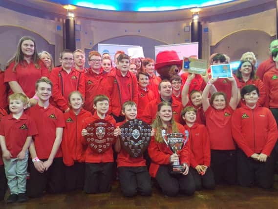 Red Admiral Academy junior band after their winning performance at the Junior Brass Band Entertainment Festival of Great Britain held at Blackpool Winter Gardens.
