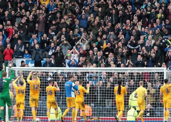 PNE players applaud the travelling fans at Ewood Park last season