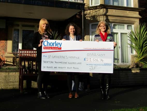 Chorley Building Society marketing team make a visit to St Catherine's Hospice to donate 15,000