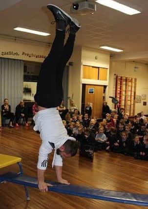 Jonny Urszuly in action at Tarleton Holy Trinity Primary School