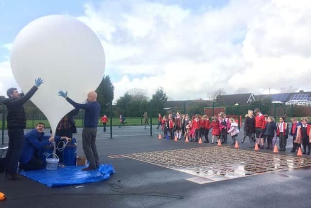 Kingsfold Primary School before the balloon was launched into space.